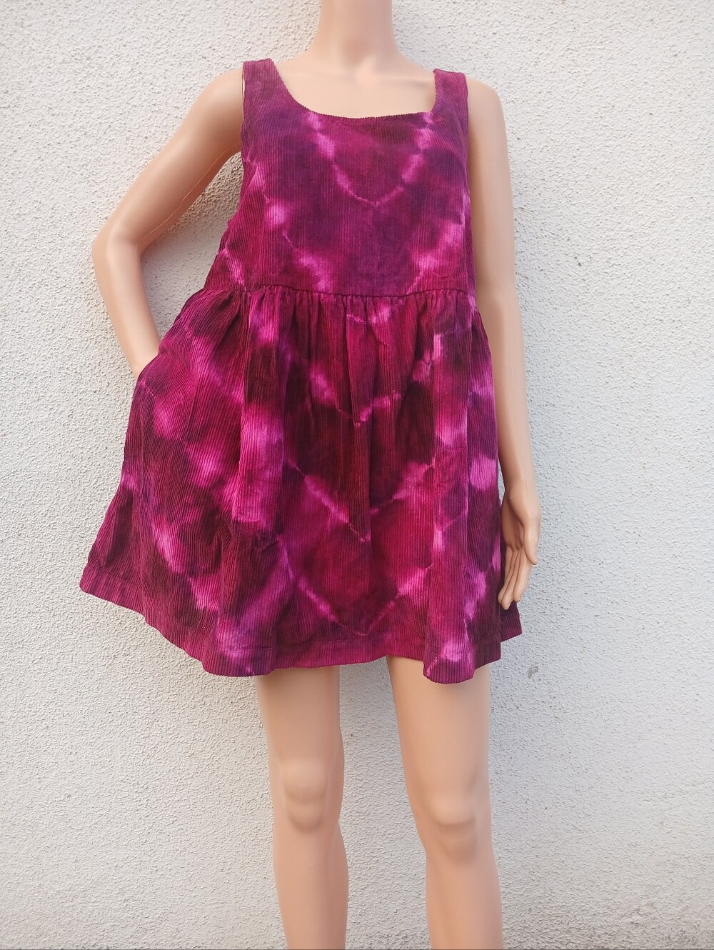 Kimchi Blue Urban Outfitters Corduroy Tie Dye Babydoll Mini Dress Pink Purple M